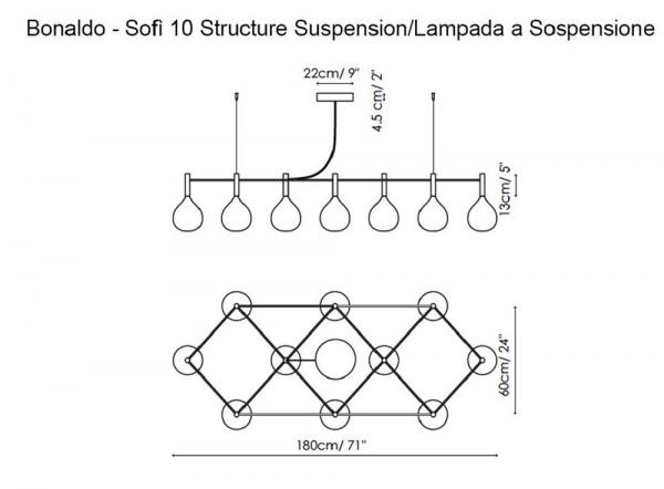 Sofi Bonaldo Suspension Estructura 10 Luces Ficha Tecnica