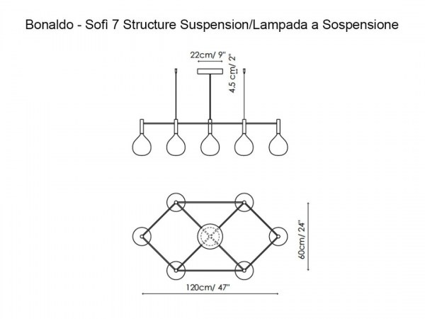 Sofi Bonaldo Suspension Estructura 7 Luces Ficha Tecnica