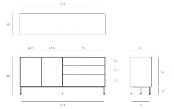 Blackbird Aparador Roble Ethnicraft Ficha Medida 180x80