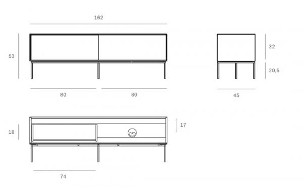 Grooves Mueble Tv Teca Ficha Medidas 162