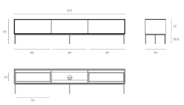 Grooves Mueble Tv Teca Ficha Medidas 242