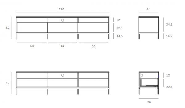 Ligna Mueble Tv Roble Ethnicraft Ficha Medida 210