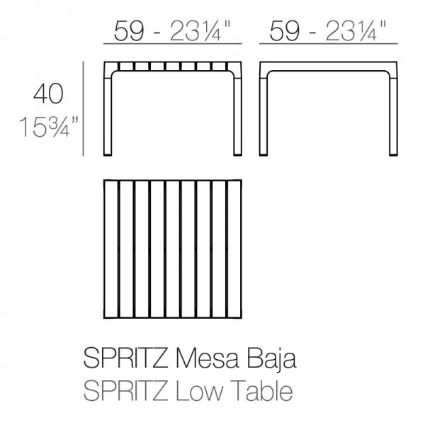 Mesa Centro Spritz Vondom Cuadrada Ficha Tecnica