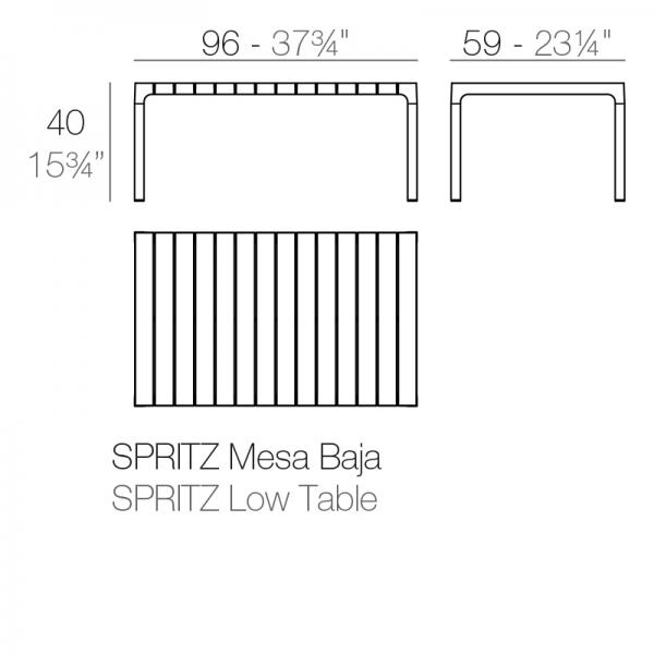 Mesa Centro Spritz Vondom Rectangular Ficha Tecnica