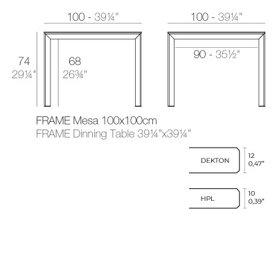 Mesa Frame Cuadrada 100 Ficha Tecnica