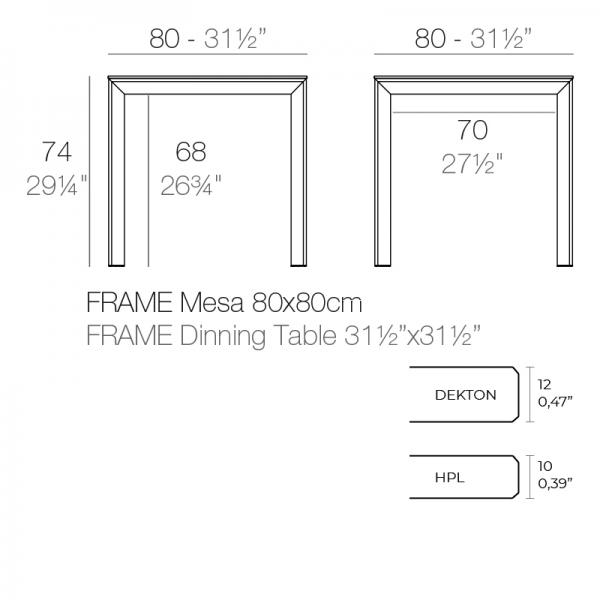 Mesa Frame Cuadrada 80 Ficha Tecnica