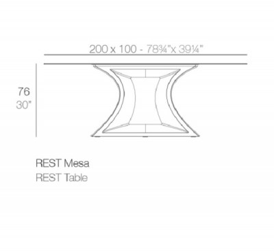 Mesa Rest Vondom 200x100 Ficha Tecnica