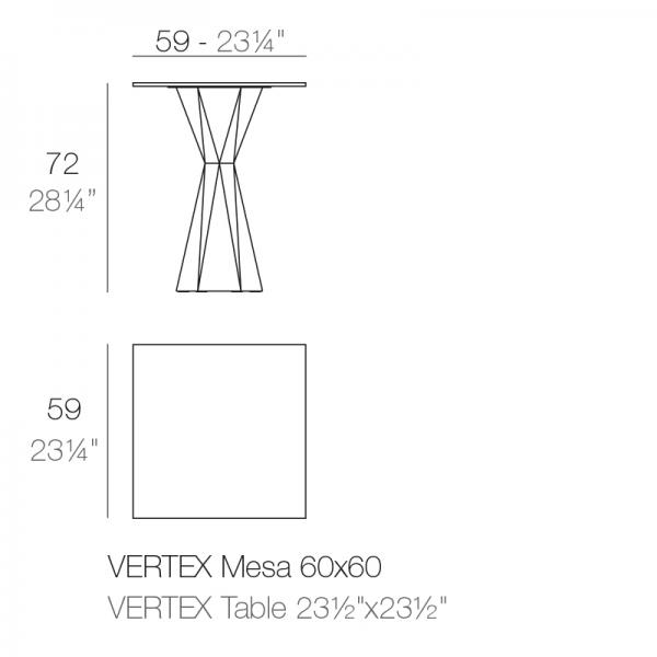 Mesa Vextex Cuadrada Vondom 60x60 Ficha Tecnica