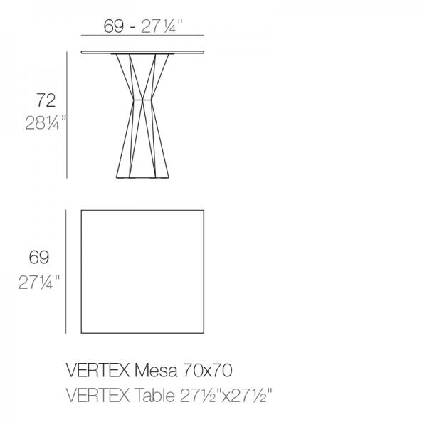 Mesa Vextex Cuadrada Vondom 70x70 Ficha Tecnica