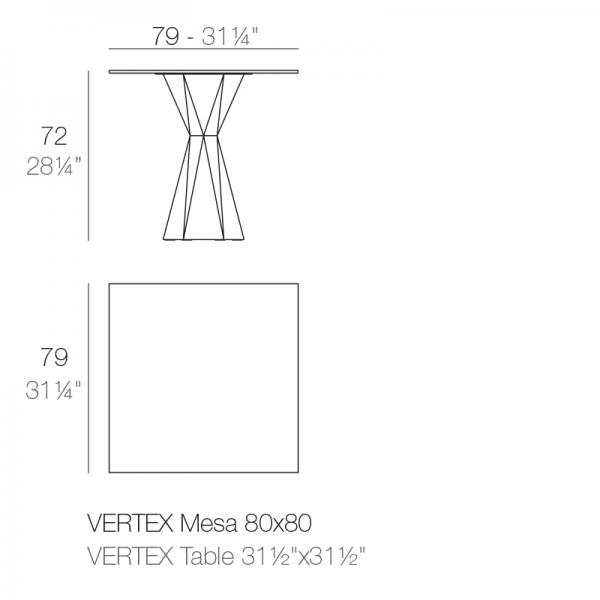 Mesa Vextex Cuadrada Vondom 80x80 Ficha Tecnica