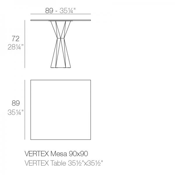 Mesa Vextex Cuadrada Vondom 90x90 Ficha Tecnica