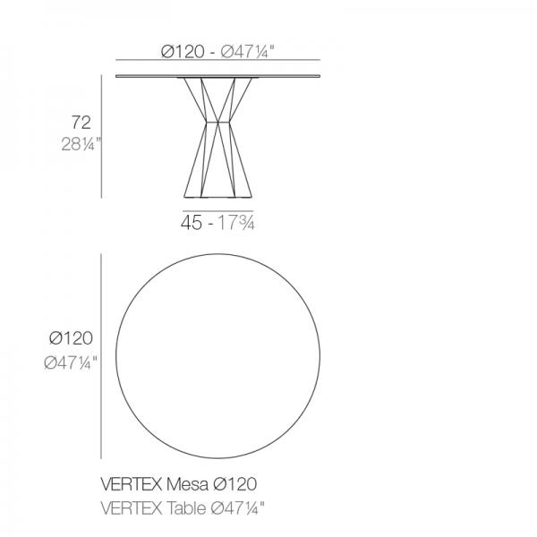 Mesa Vextex Redonda Vondom 120 Ficha tecnica