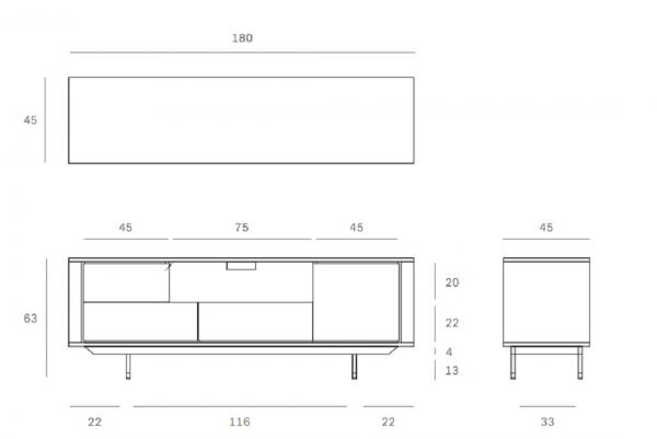 Shadow Mueble Tv Roble Legs Ethnicraft Ficha Medida 180