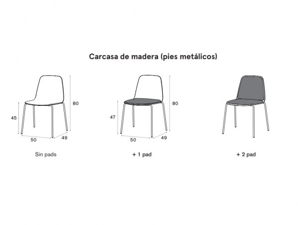 Silla Bisell Madera pies metal Treku HogarDomestic 3