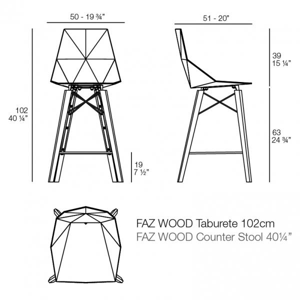 Taburete Wood Faz Vondom bajo Ficha Técnica