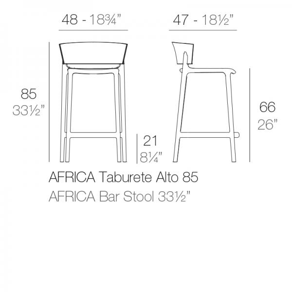 Taburete África Vondom 48 x47x85 Ficha Técnica