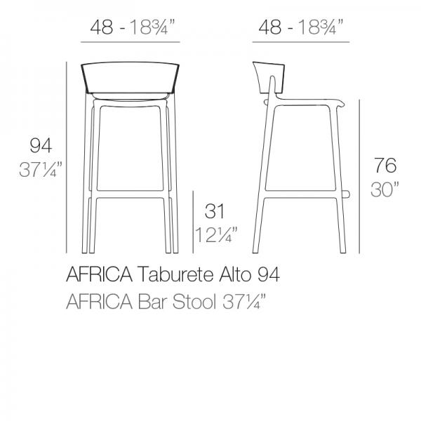 Taburete África Vondom 48x45x94.5 Ficha Técnica